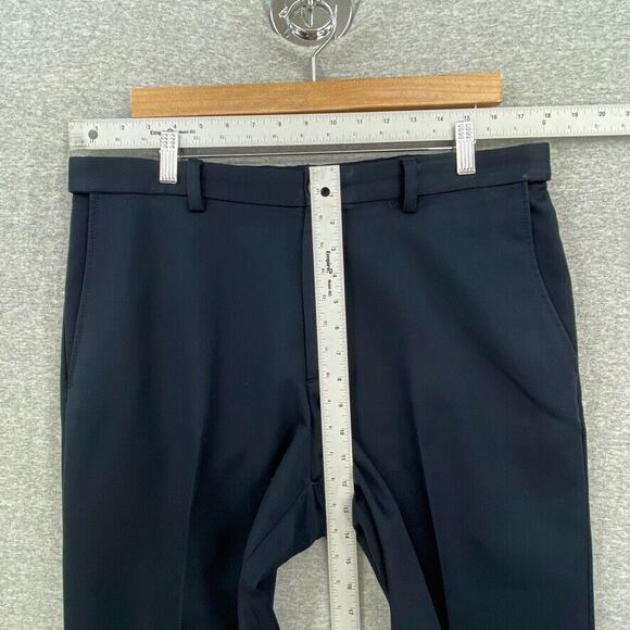 Haggar Pants Mens 34 X 30 Navy Blue Dress Slacks Expandable Waist Flat Front - Picture 8 of 13